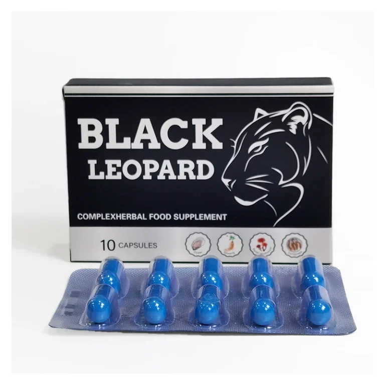 Black Leopard Male Sexual Enhancement Capsules – 10 Capsules – complete product and packaging view